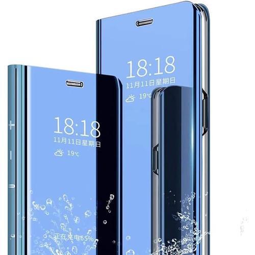 Luzin Coque Pour Samsung Galaxy S23 Fe Smart Case Miroir De Placage Miroir Housse Coque Etui À Rabat Housse Étui Pour Samsung Galaxy S23 Fe Bleu