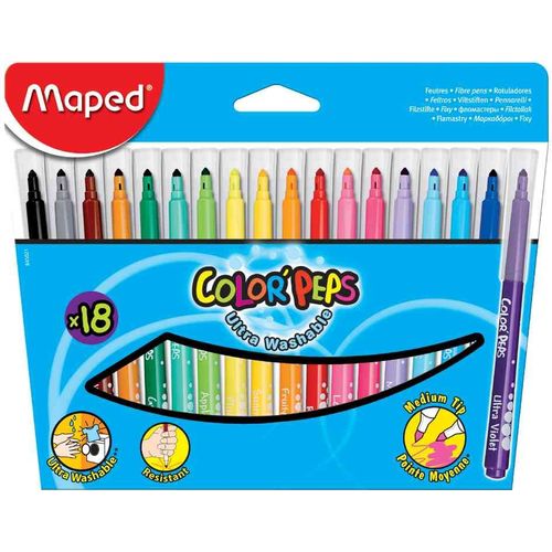 Maped Stylo-Feutre Color Peps Pointe Moyenne Transparent Pochette De 18