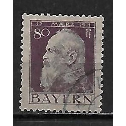 Allemagne Baviere Royaume 1911 : Prince Luitpold - Timbre 80 P. Violet-Brun Oblitéré