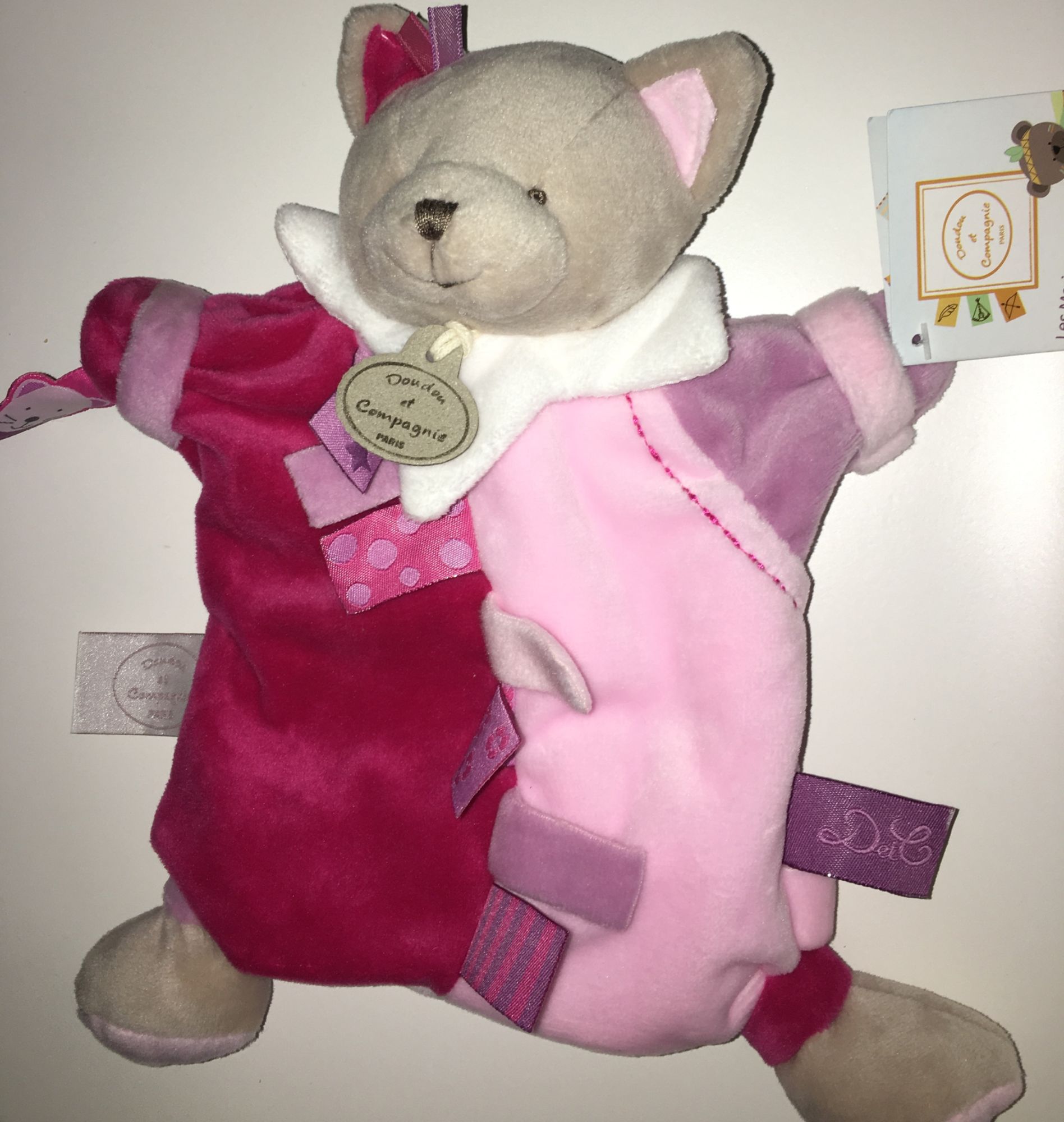 Doudou Chat Rose Framboise Fuchsia Enola Marionnette Doudou Et Compagnie Etiquettes Rakuten