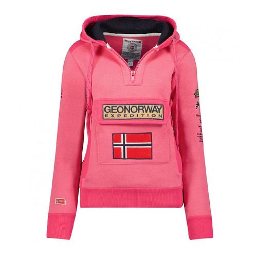 Sweat À Capuche Rose Fluo Femme Geographical Norway Gymclass