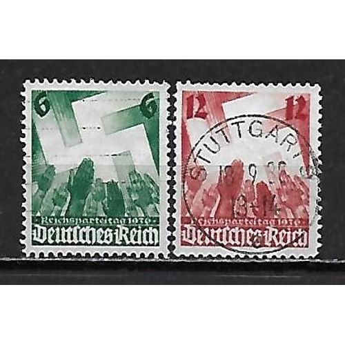 Allemagne Deutsches Reich 1936 : 8è Congrès National Socialiste De Nuremberg - Série Entière De 2 Timbres Oblitérés