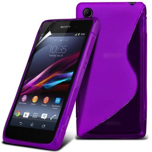 Wofalo® Housse Etui Pochette Coque Gel Motif S Vague Violet Pour Sony Xperia Z1 Compact D5503 + Film De Protection