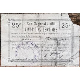 Bon Régional Unifié De 25 Centimes Harly - Nécessité - N°533701 (Cf Photos)