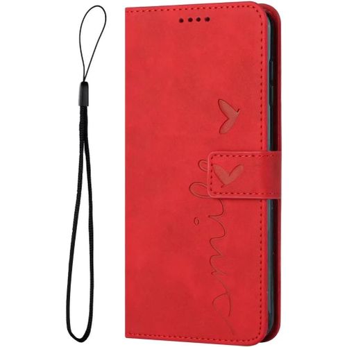 Coque Compatible Avec Xiaomi Poco X6 Pro, Premium Pu Portefeuille Étui Pour Xiaomi Poco X6 Pro Housse En Cuir [Carte Fentes] [Stand Fonction] Antichoc Étui À Rabat Pochette Rouge