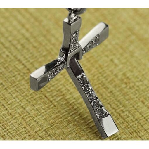 Chaine Pendentif Croix Fast And Furious Doré - Style Vin Diesel, Acier Inoxydable