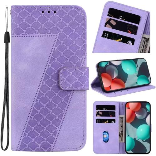 Tnkmuy Coque Compatible Avec Xiaomi Redmi 8, Premium Pu Portefeuille Étui Pour Xiaomi Redmi 8 Housse En Cuir [Carte Fentes] [Stand Fonction] Antichoc Étui À Rabat Pochette Violette