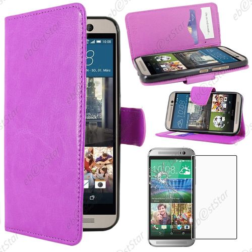 Ebeststar ® Housse Portefeuille Coque Etui Protection Folio Pour Htc One M9, One Hima, Couleur Violet + Film Verre Trempé