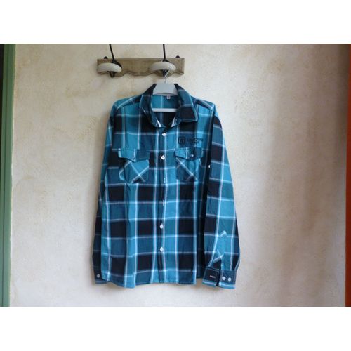 Chemise À Carreaux Garçon C&a Coton Taille 158-164 Bleu