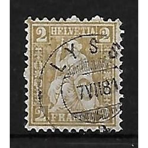 Suisse Postes Federales 1881 : Helvetia "Assise" : Croix Dans Un Ovale - Timbre 2 C. Bistre Oblitéré Cote 9 