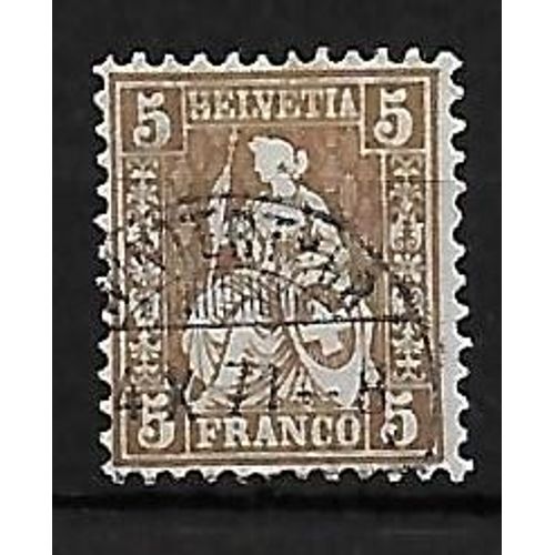 Suisse Postes Federales 1881 : Helvetia "Assise" : Croix Dans Un Ovale - Timbre 5 C. Brun-Lilas Oblitéré Cote 6 