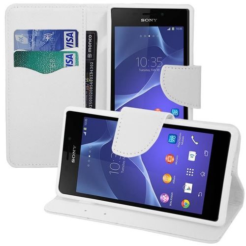 Wofalo® Sony Xperia M2/ M2 Dual D2303 D2305 D2306: Etui Portefeuille Support Video Cuir Pu Effet Tissu