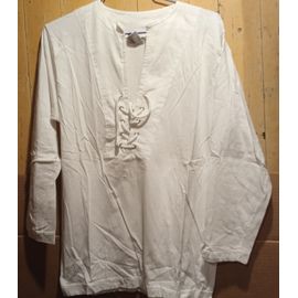 Chemise A Lacets - " 3 Suisses - Le Chouchou " - En Coton Blanc - Manches Longues - Taille 40 / 42
