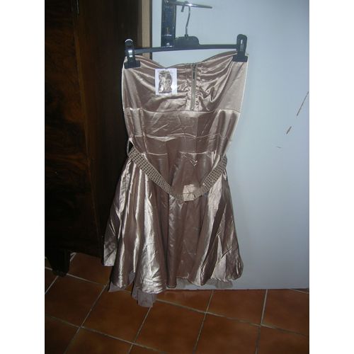 Robe De Soirée No Excuse À Bretelles Polyester 44 Doré/Argenté.