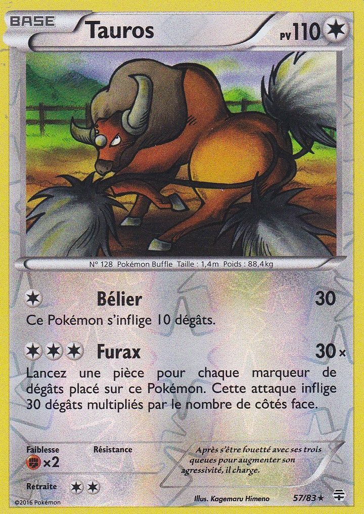 Tauros Reverse 57/83 Pokemon Rare Generations