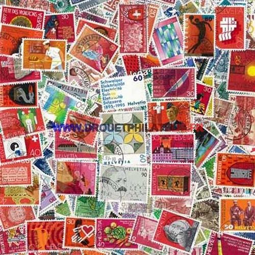 Suisse 100 Timbres Differents Obliteres