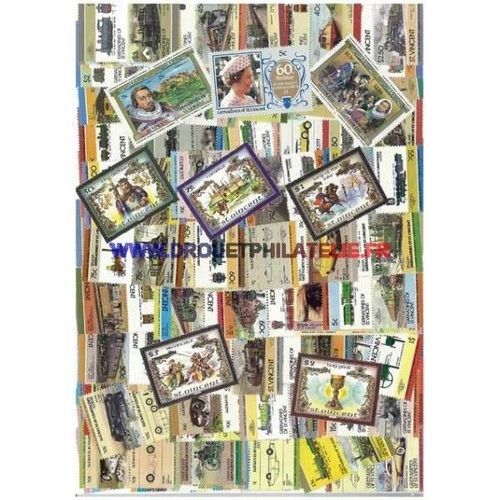 Saint Vincent 100 Timbres Differents Obliteres