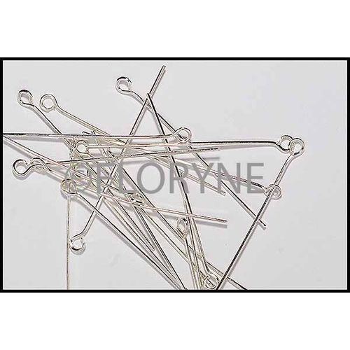 Lot De 100 Clous - Tiges 40mm A Tête Oeil En Métal Argenté Vieilli