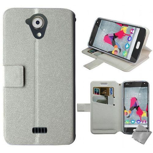 Housse Etui Coque Pochette Portefeuille Pour Wiko U Feel Lite + Film Ecran - Blanc