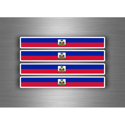 4x Autocollant Sticker Voiture Moto Stripes Drapeau Tuning Haiti Haitien