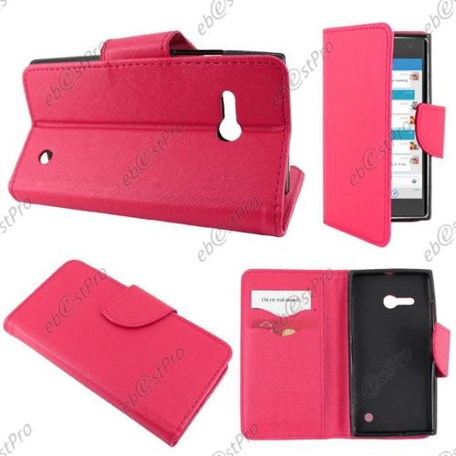 Wofalo® Housse Portefeuille Nokia Lumia 735 730 Dual, Rose +Film