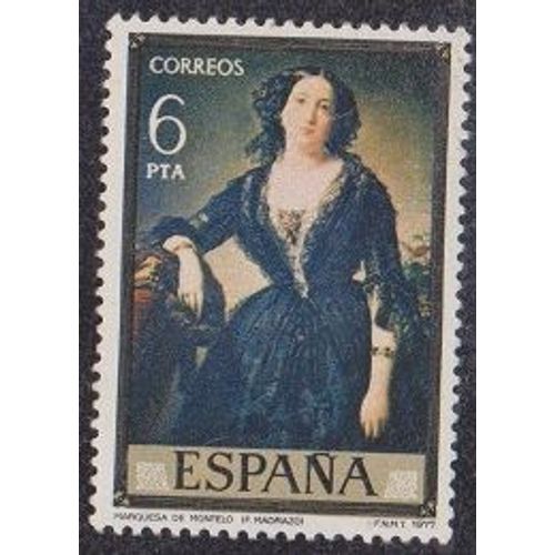 Timbre D'espagne N°2079 Y&t 6 P Or Et Polychrome Journée Du Timbre Tableaux De F. Madrazo Marquise De Montelo