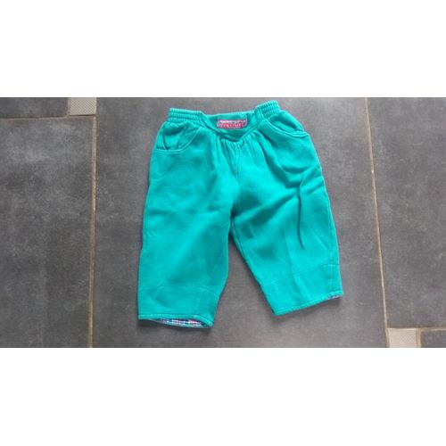 Pantalon Récréation Coton 12 Mois Vert Avec Pli Bleu À Carreaux