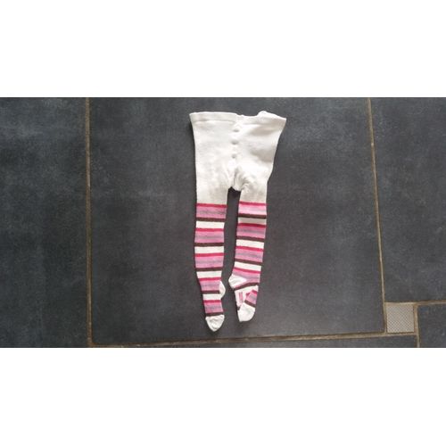 Collants Coton Rose Blanc Marron Gris À Rayures Taille 15/18