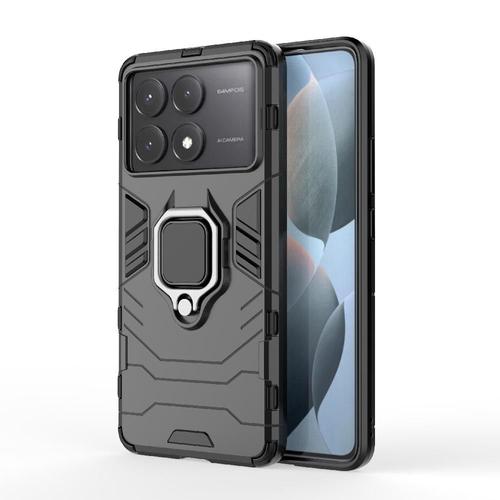 Étui Pour Xiaomi Poco X6 Pro 5g Protection Militaire Contre Les Chutes Anneau Rotatif À 360 ° Couverture Antichoc Bicelle - Noir