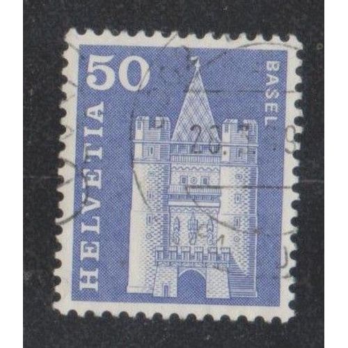 Timbre De Suisse N°651 Y&t 50 C. Outremer Série Courante Porte Saint-Paul À Bâle