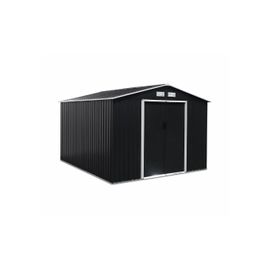 Abri De Jardin Métallique Gris 8.95m2 Cabane Remise Rangement Outils Stockage Vélo Terrasse