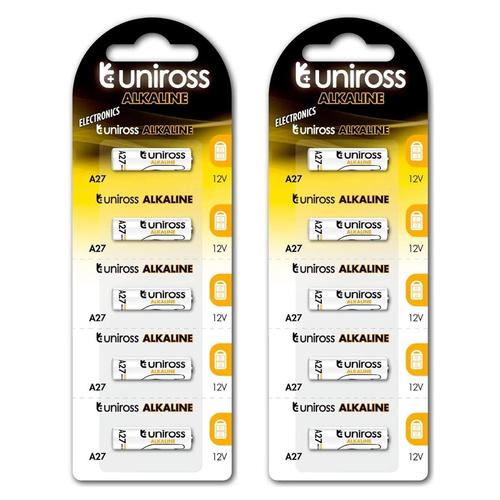 UNIROSS Lot de 2 Packs de 5 Piles Alcaline A27/MN27/27A 12V