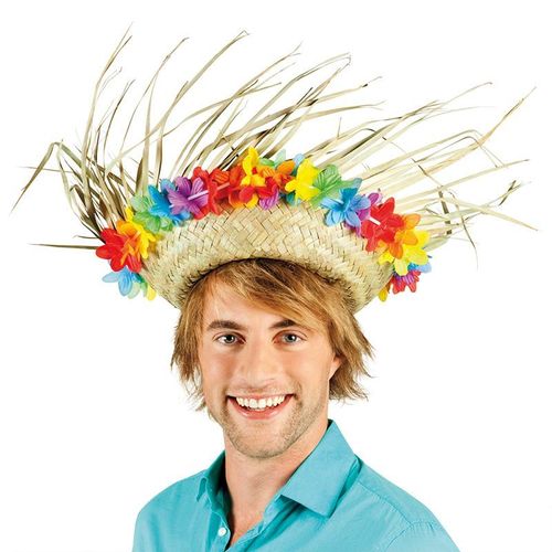 Chapeau De Paille Hawaï Avec Fleurs