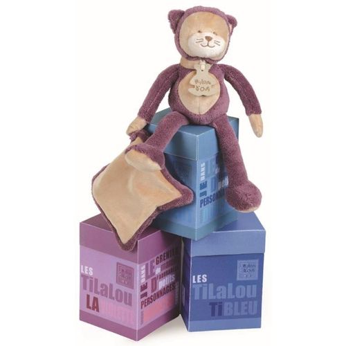 Doudou Histoire D'ours Les Tilalous Chat Violet Et Son Mouchoir Ho2228