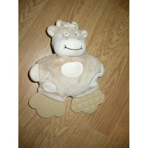 Doudou Peluche Vache Cow Kuh Anneaux Dentition Tigex Beige Crème 
