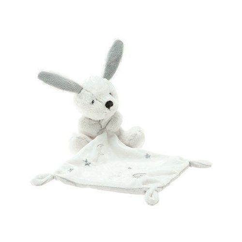 Doudou lapin blanc mouchoir p'tit lapinou gris Simba toys Benelux 