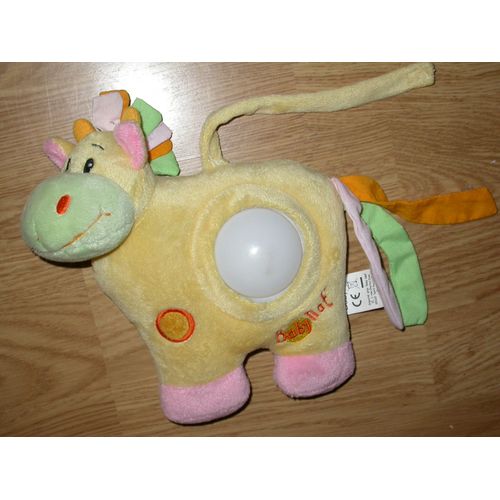 Doudou Peluche Babynat Baby Nat Vache Cow Kuh Eveil Lumineuse Lumière Boite Rose Jaune Zebre Ane Cheval