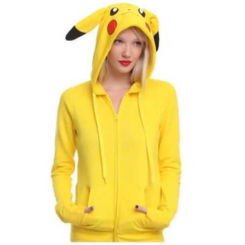 Veste Jaune Pikachu Pokemon Sacha Jeux Vidéo Manga Anime Chaude Confortable Fermeture Éclair Cosplay Déguisement Mode Japonaise Lolita Gothique