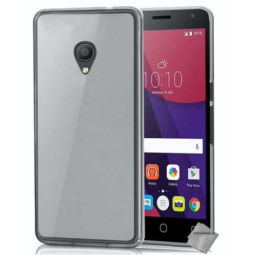 Housse Etui Coque Pochette Silicone Gel Fine Pour Alcatel One Touch Pixi 4 3g (5.0) + Film Ecran - Blanc Transparent