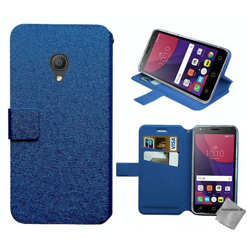 Housse Etui Coque Pochette Portefeuille Pour Alcatel One Touch Pixi 4 3g (5.0) + Film Ecran - Bleu