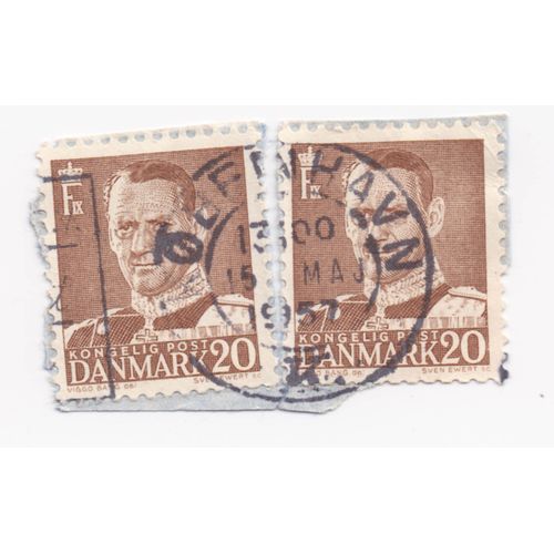 Timbre Royaume Du Danemark : Fréderic I X, 20ore (2 Timbres)