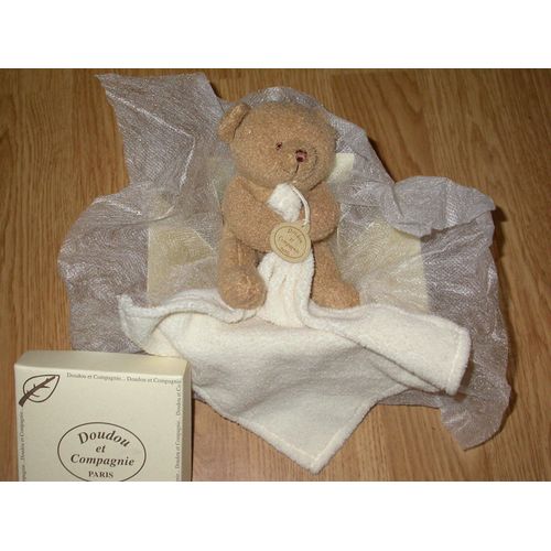 Doudou Peluche Ours Teddy Bear Bär Orso Avec Mouchoir Marron Chocolat  13 / 17 Cm Nature Doudou  & Cie 