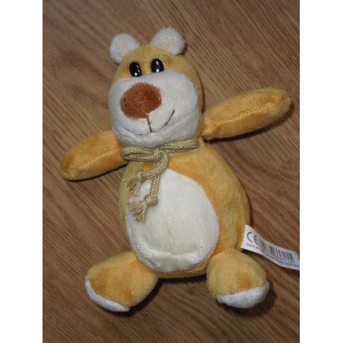 Doudou Peluche Marron Jaune Ours Bear Chien Dog Renard Ventre Blanc Cmp