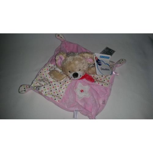 Doudou Plat Souris Mots D'enfants Siplec Leclerc Blanc Rose Étoile Blanche Naissance Peluche Éveil Enfant Comfort Blanket Comforter Soft Toys 