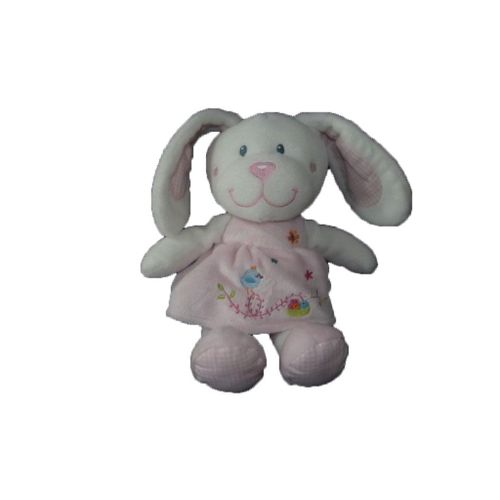 Doudou Tex Lapin Avec Robe Rose Poussin Fleur