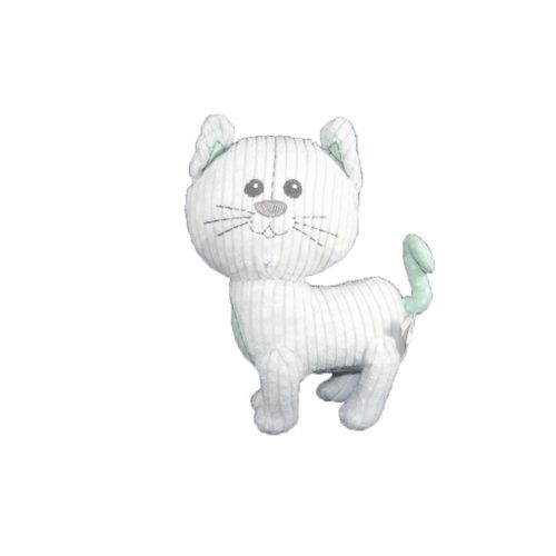 Doudou Vuli Chat Gris Lazare Queue Vert Pois Blanc