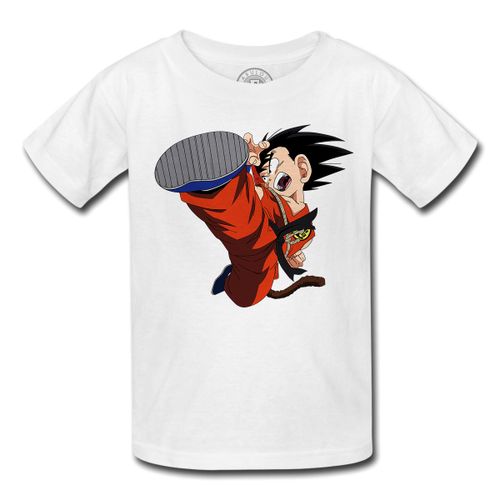T-Shirt Enfant Dbz Goku Kick Fight Sangoku Manga Dragon Ball Anime