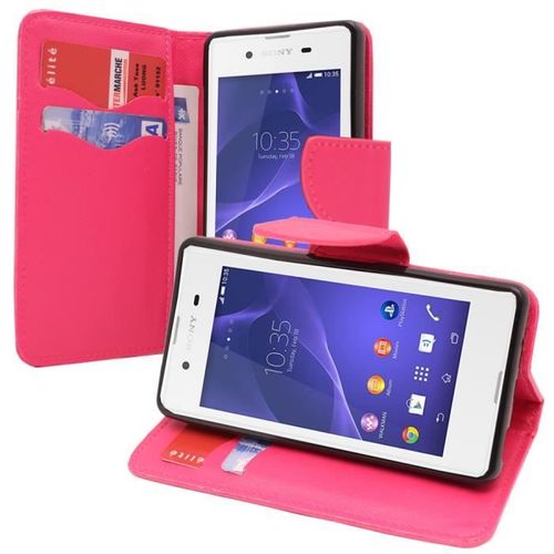 Wofalo® Sony Xperia E3/ E3 Dual D2212 D2203 D2243 D2206 D2202: Etui Portefeuille Support Video Cuir Pu