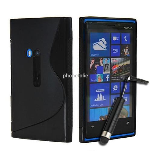 Wofalo® Housse Etui Pochette Coque Gel Motif S Vague Noir Pour Nokia Lumia 920 +1 Mini Stylet + Film