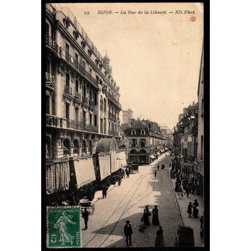 Carte Postale Ancienne, France, Côte D'or ( 21 ), Dijon, La Rue De La Liberté, Badaux En Ballade